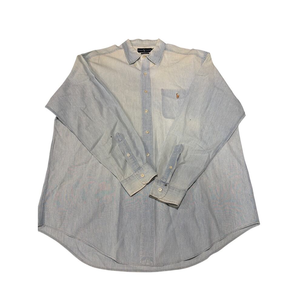 Vintage Polo Ralph Lauren Denim chambray Big Shirt XL button-up Chambray 90s